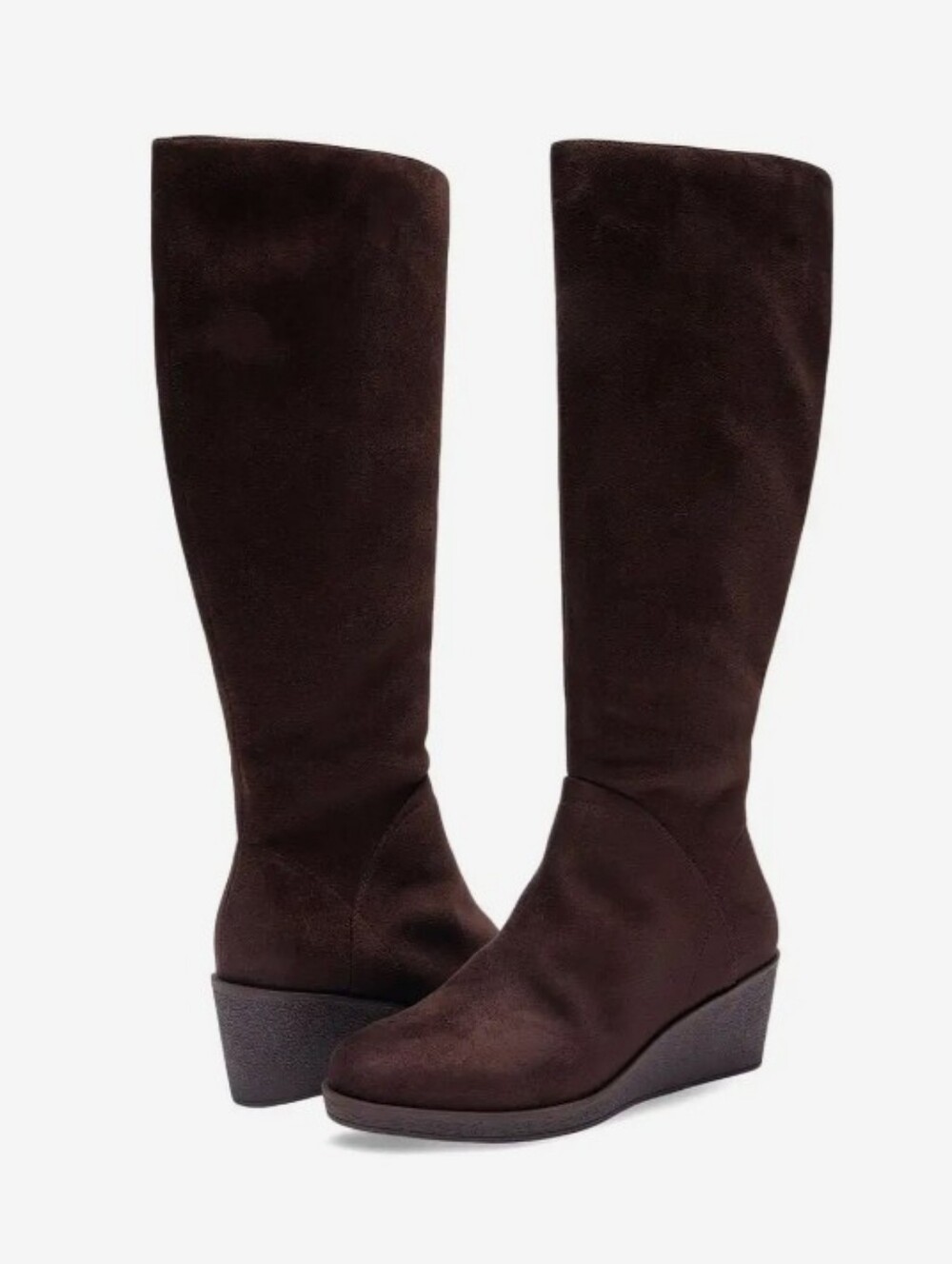 NWOT Women's Aerosoles Binocular Knee-High Wedge Boots in Dark Brown - Picture 1 of 6
